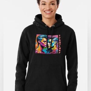 Hoodie Sweatshirt Lesbian Valentines Masc Couple Rainbow Pop Art Graffiti LGBTQ